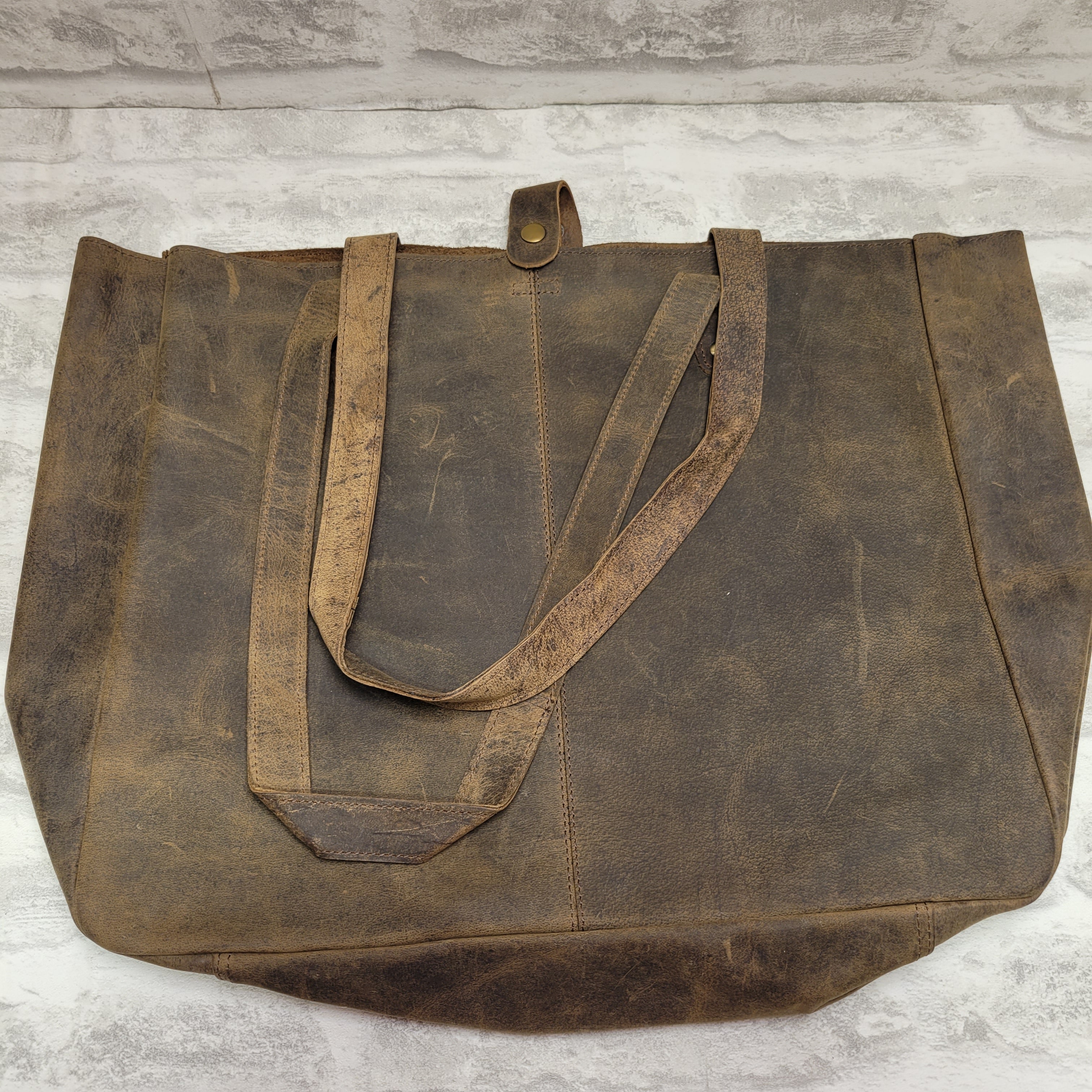 KomalC Leather Shoulder Bag Tote Handbag (18.5", Buffalo Distressed Tan) (7680000196846)